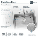 Rene 23" Stainless Steel Kitchen Sink, 18 Gauge, R1-2015-18 - The Sink Boutique