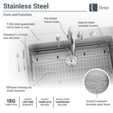 Rene 31" Stainless Steel Kitchen Sink, 18 Gauge, R1-2022S-18 - The Sink Boutique
