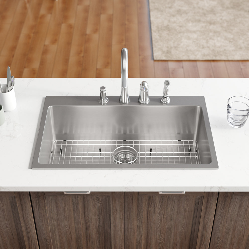 Rene 31" Stainless Steel Kitchen Sink, 18 Gauge, R1-2022S-18 - The Sink Boutique
