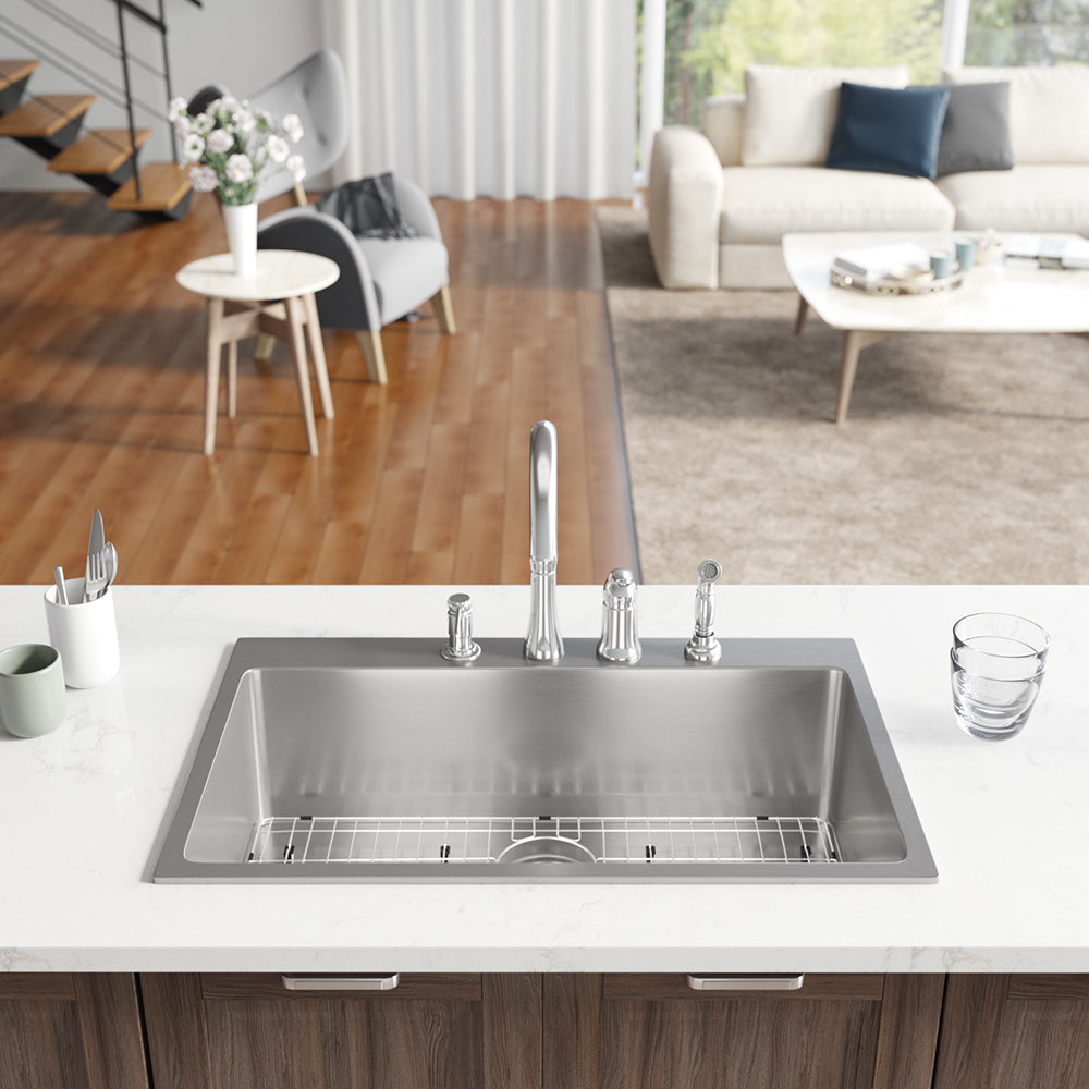 Rene 31" Stainless Steel Kitchen Sink, 18 Gauge, R1-2022S-18 - The Sink Boutique