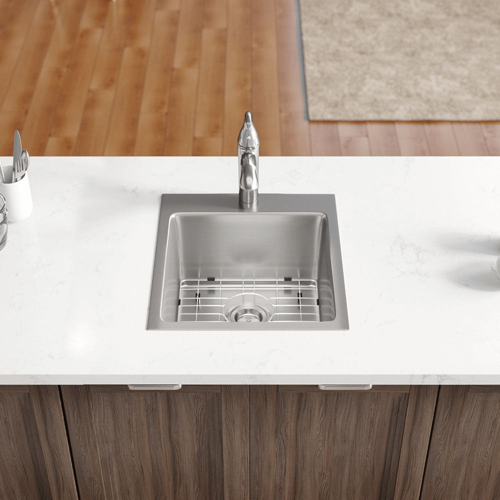 Rene 17" Stainless Steel Kitchen Sink, 18 Gauge, R1-2038-18 - The Sink Boutique