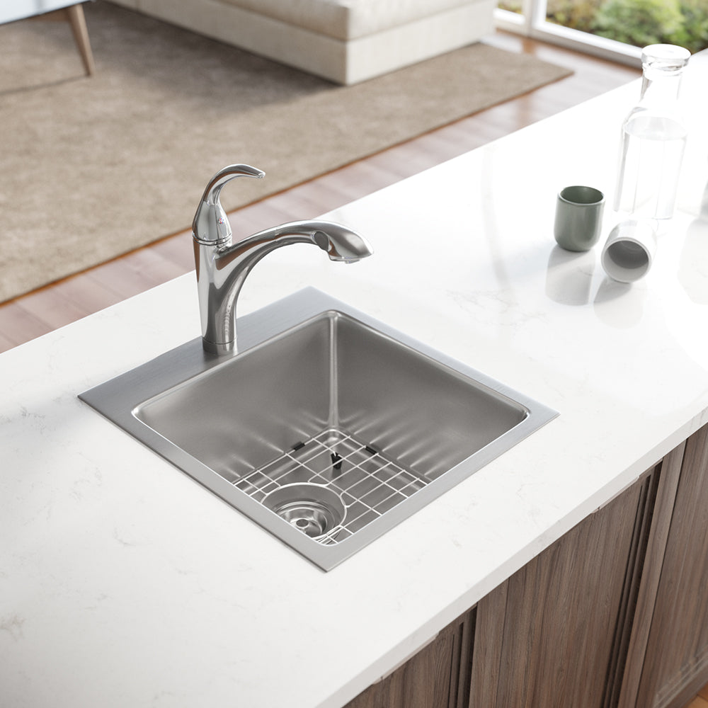 Rene 17" Stainless Steel Kitchen Sink, 18 Gauge, R1-2038-18 - The Sink Boutique