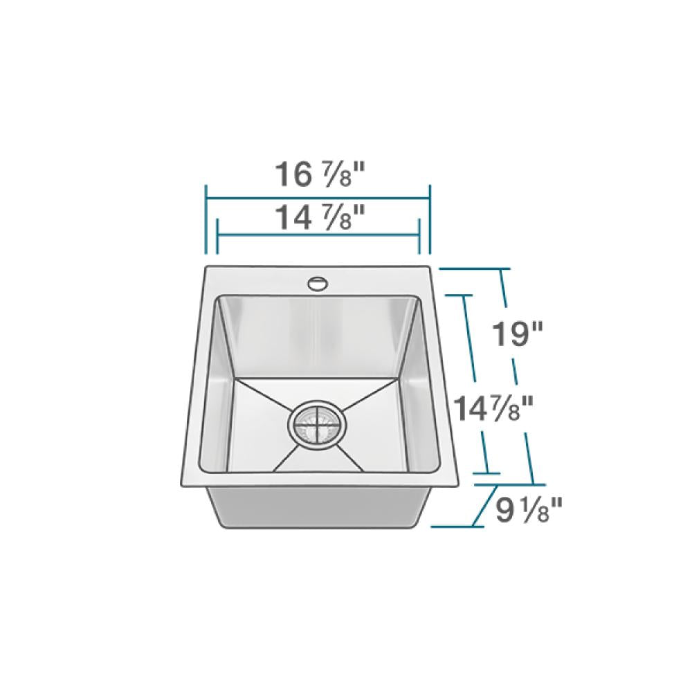 Rene 17" Stainless Steel Kitchen Sink, 18 Gauge, R1-2038-18 - The Sink Boutique
