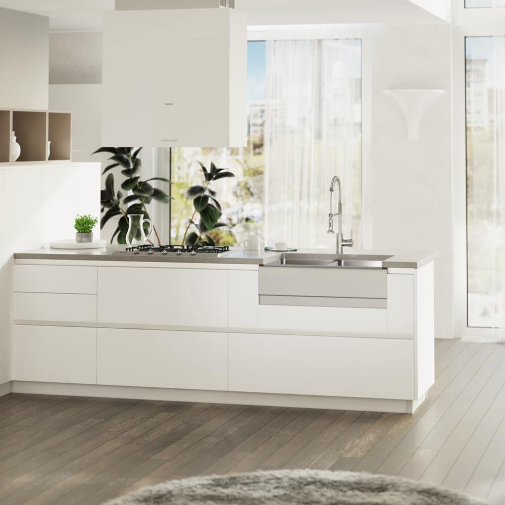 Rene 33" Stainless Steel Farmhouse Sink, 50/50 Double Bowl, 16 Gauge, R1-3002-16 - The Sink Boutique