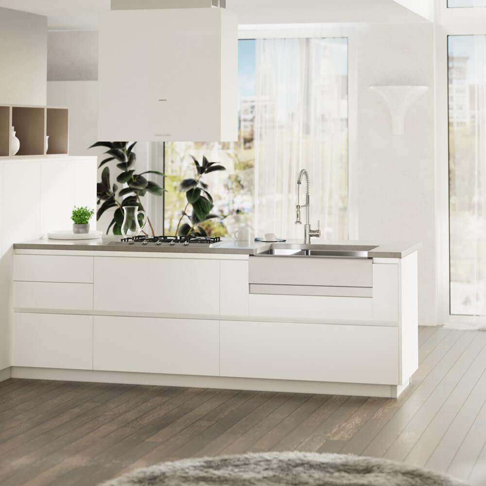 Rene 33" Stainless Steel Farmhouse Sink, 30/70 Double Bowl, 16 Gauge, R1-3003R-16 - The Sink Boutique