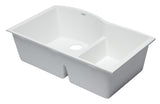 ALFI White 33" Double Bowl Undermount Granite Composite Kitchen Sink, AB3320UM-W