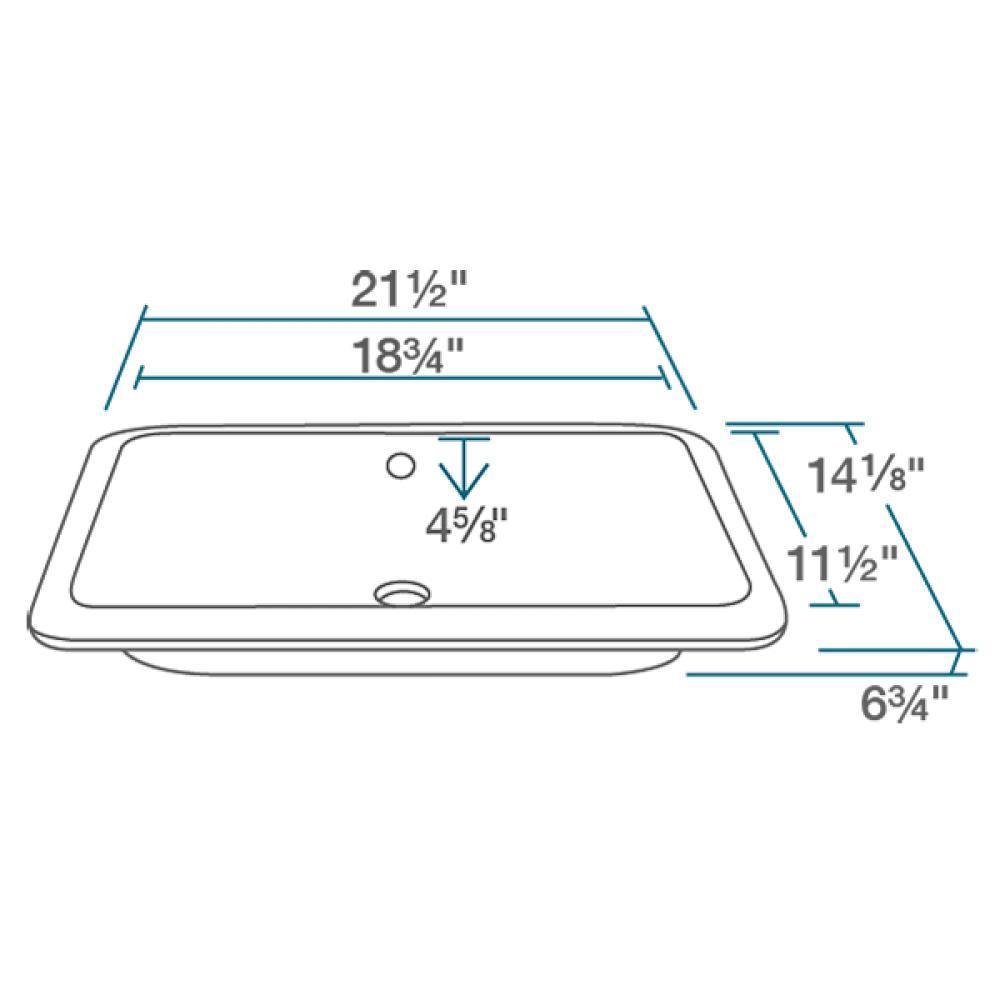 Rene 22" Rectangle Porcelain Bathroom Sink, Biscuit, R2-1001-B-PUD-ABR - The Sink Boutique