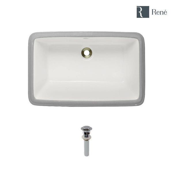Rene 22" Rectangle Porcelain Bathroom Sink, Biscuit, R2-1001-B-PUD-C