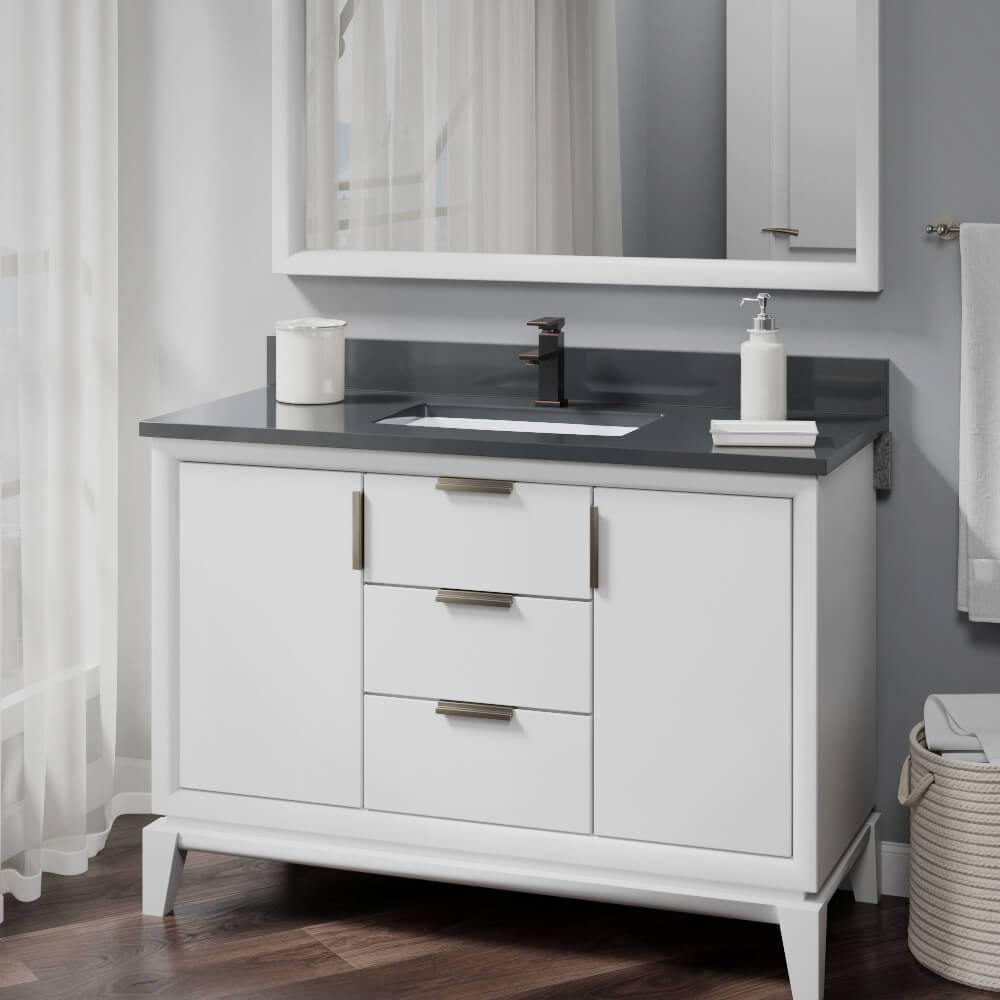 Rene 22" Rectangle Porcelain Bathroom Sink, White, R2-1001-W-PUD-ABR - The Sink Boutique
