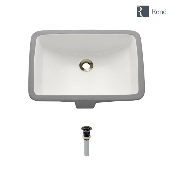 Rene 21" Rectangle Porcelain Bathroom Sink, Biscuit, R2-1002-B-PUD-ABR