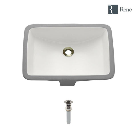 Rene 21" Rectangle Porcelain Bathroom Sink, Biscuit, R2-1002-B-PUD-BN