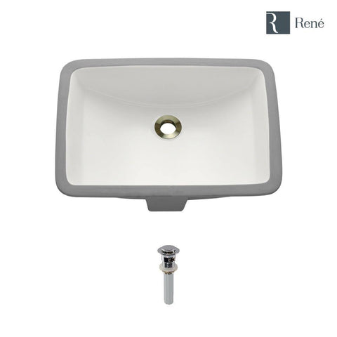 Rene 21" Rectangle Porcelain Bathroom Sink, Biscuit, R2-1002-B-PUD-C