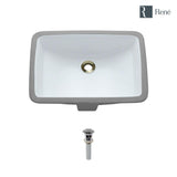 Rene 21" Rectangle Porcelain Bathroom Sink, White, R2-1002-W-PUD-C