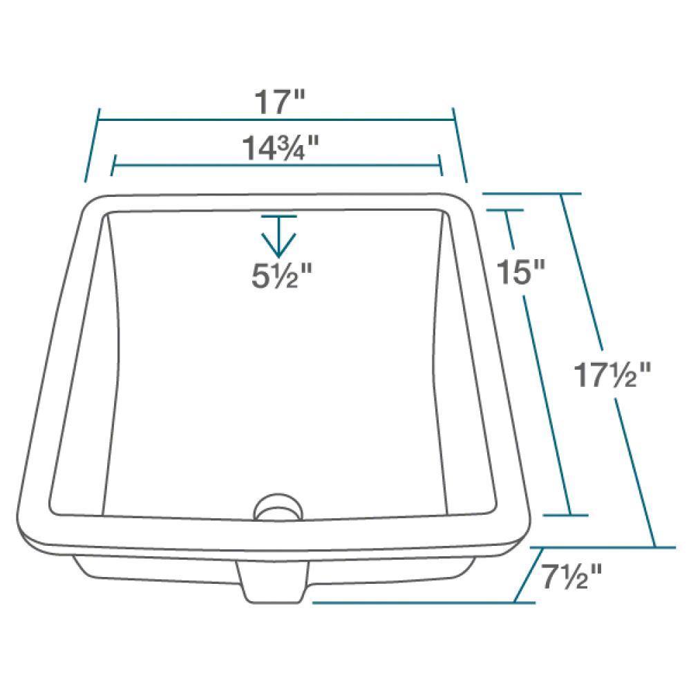 Rene 17" Rectangle Porcelain Bathroom Sink, Biscuit, R2-1003-B-PUD-ABR - The Sink Boutique