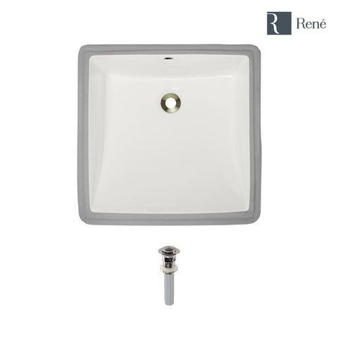 Rene 17" Rectangle Porcelain Bathroom Sink, Biscuit, R2-1003-B-PUD-BN