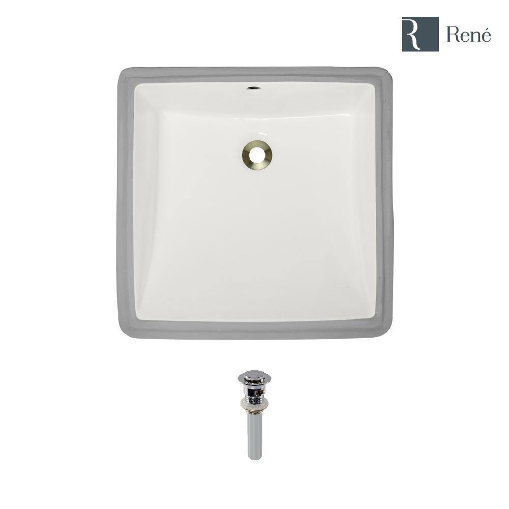 Rene 17" Rectangle Porcelain Bathroom Sink, Biscuit, R2-1003-B-PUD-C