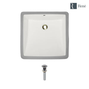 Alternate Image for Rene 17" Rectangle Porcelain Bathroom Sink, Biscuit, R2-1003-B-PUD-C
