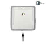 Rene 17" Rectangle Porcelain Bathroom Sink, Biscuit, R2-1003-B-PUD-C
