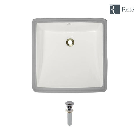 Rene 17" Rectangle Porcelain Bathroom Sink, Biscuit, R2-1003-B-PUD-C