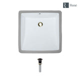 Rene 17" Rectangle Porcelain Bathroom Sink, White, R2-1003-W-PUD-ABR