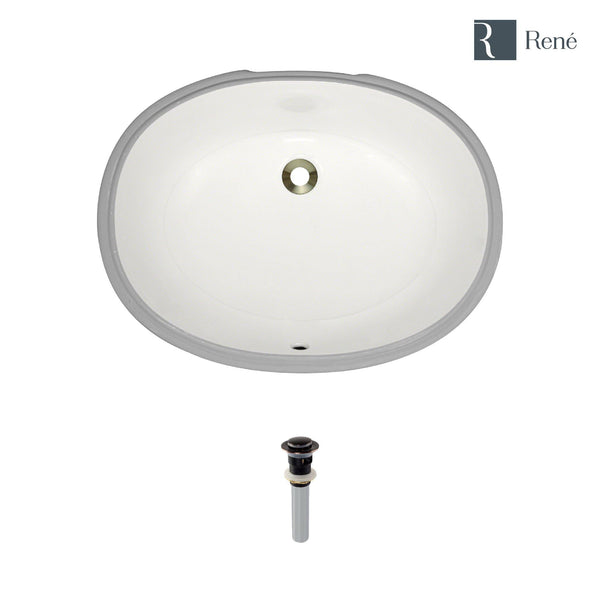 Rene 22" Oval Porcelain Bathroom Sink, Biscuit, R2-1005-B-PUD-ABR