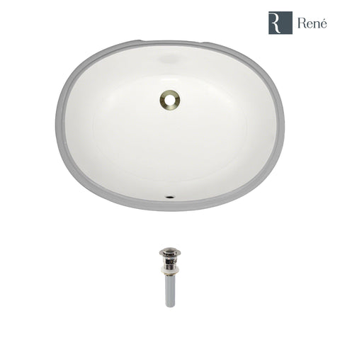 Rene 22" Oval Porcelain Bathroom Sink, Biscuit, R2-1005-B-PUD-BN