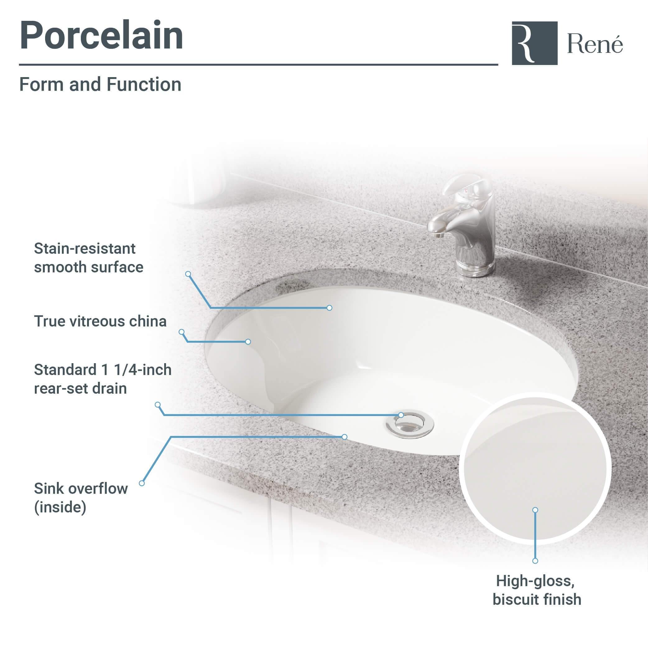 Rene 22" Oval Porcelain Bathroom Sink, Biscuit, R2-1005-B-PUD-BN - The Sink Boutique