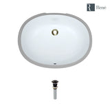 Rene 22" Oval Porcelain Bathroom Sink, White, R2-1005-W-PUD-ABR