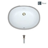 Rene 22" Oval Porcelain Bathroom Sink, White, R2-1005-W-PUD-BN
