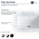 Rene 22" Oval Porcelain Bathroom Sink, White, R2-1005-W-PUD-BN - The Sink Boutique