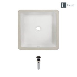 Alternate Image for Rene 16" Square Porcelain Bathroom Sink, Biscuit, R2-1006-B-PUD-ABR