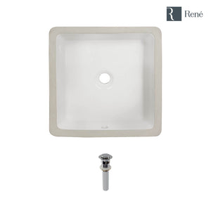 Alternate Image for Rene 16" Square Porcelain Bathroom Sink, Biscuit, R2-1006-B-PUD-C