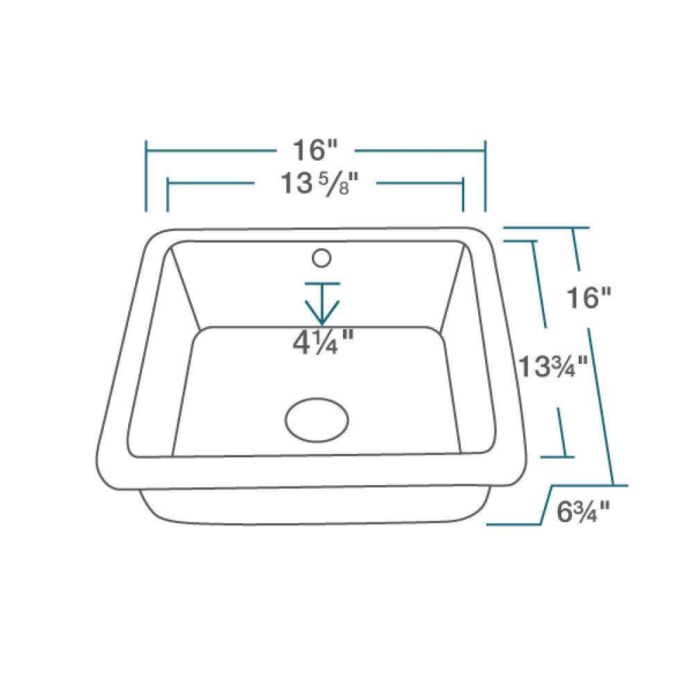 Alternate Image for Rene 16" Square Porcelain Bathroom Sink, Biscuit, R2-1006-B-PUD-C