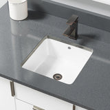Rene 16" Square Porcelain Bathroom Sink, White, R2-1006-W-PUD-ABR - The Sink Boutique