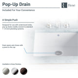 Rene 16" Square Porcelain Bathroom Sink, White, R2-1006-W-PUD-ABR - The Sink Boutique