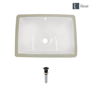 Alternate Image for Rene 18" Rectangle Porcelain Bathroom Sink, Biscuit, R2-1007-B-PUD-ABR