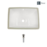 Rene 18" Rectangle Porcelain Bathroom Sink, Biscuit, R2-1007-B-PUD-BN