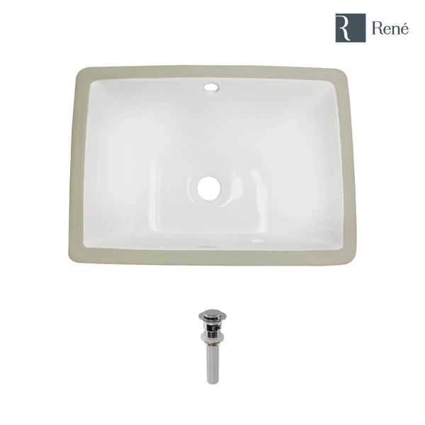 Rene 18" Rectangle Porcelain Bathroom Sink, Biscuit, R2-1007-B-PUD-C