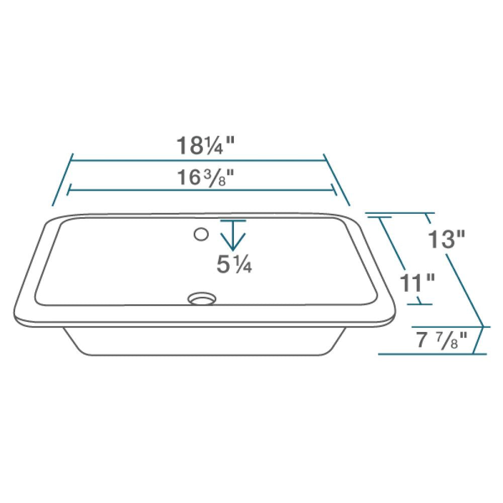 Rene 18" Rectangle Porcelain Bathroom Sink, White, R2-1007-W-PUD-BN - The Sink Boutique