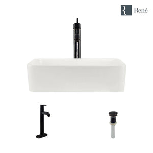 Alternate Image for Rene 19" Rectangle Porcelain Bathroom Sink, Biscuit, with Faucet, R2-5007-B-R9-7001-ABR