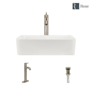 Alternate Image for Rene 19" Rectangle Porcelain Bathroom Sink, Biscuit, with Faucet, R2-5007-B-R9-7001-BN