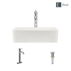 Alternate Image for Rene 19" Rectangle Porcelain Bathroom Sink, Biscuit, with Faucet, R2-5007-B-R9-7001-C