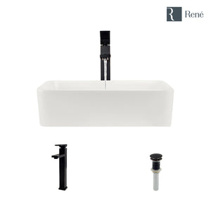 Alternate Image for Rene 19" Rectangle Porcelain Bathroom Sink, Biscuit, with Faucet, R2-5007-B-R9-7003-ABR