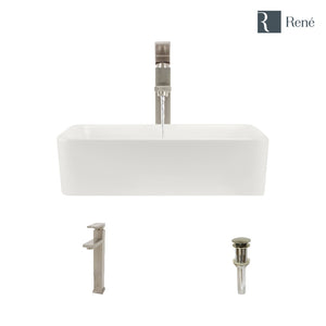 Alternate Image for Rene 19" Rectangle Porcelain Bathroom Sink, Biscuit, with Faucet, R2-5007-B-R9-7003-BN