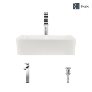 Alternate Image for Rene 19" Rectangle Porcelain Bathroom Sink, Biscuit, with Faucet, R2-5007-B-R9-7003-C