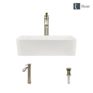 Alternate Image for Rene 19" Rectangle Porcelain Bathroom Sink, Biscuit, with Faucet, R2-5007-B-R9-7006-BN