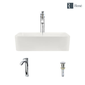 Alternate Image for Rene 19" Rectangle Porcelain Bathroom Sink, Biscuit, with Faucet, R2-5007-B-R9-7006-C