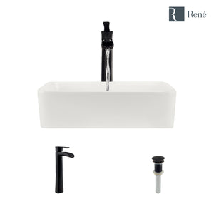 Alternate Image for Rene 19" Rectangle Porcelain Bathroom Sink, Biscuit, with Faucet, R2-5007-B-R9-7007-ABR