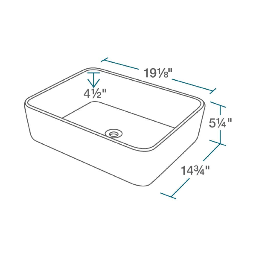 Rene 19" Rectangle Porcelain Bathroom Sink, Biscuit, with Faucet, R2-5007-B-R9-7007-ABR - The Sink Boutique