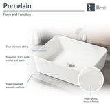 Rene 19" Rectangle Porcelain Bathroom Sink, Biscuit, with Faucet, R2-5007-B-R9-7007-BN - The Sink Boutique